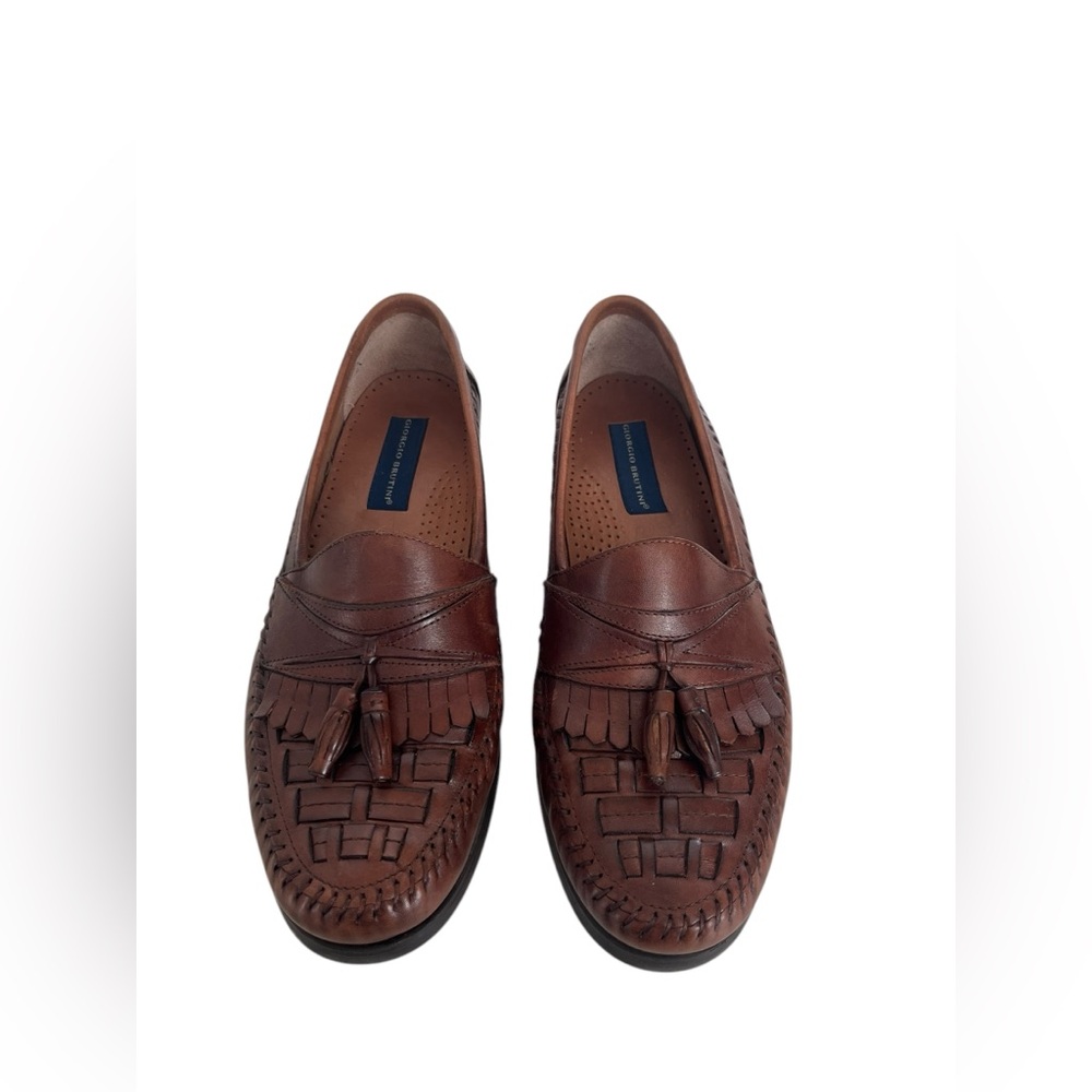 Giorgio Brutini Vegas Mens Brown Leather SlipOn Tasseled Loafer Shoes Size 10.5